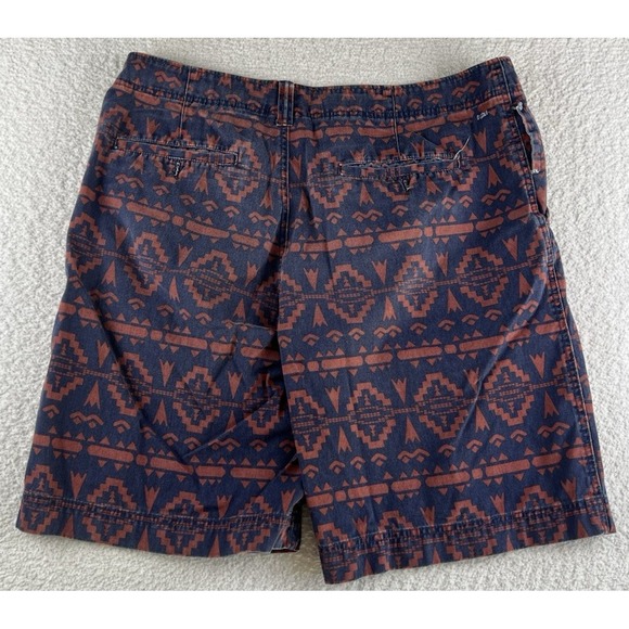 Mossimo Supply Co-Shorts-Men's 38x11 Cotton Flat Front Pockets Blue Rust Aztec - Picture 5 of 8